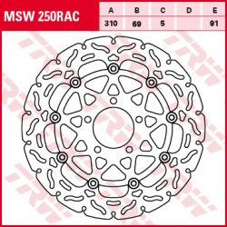 Δισκόπλακα εμπρός TRW-LUCAS MSW250RAC Δισκόπλακα εμπρός TRW-LUCAS MSW250RAC