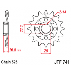 Γρανάζι κίνησης εμπρός JTF741.14