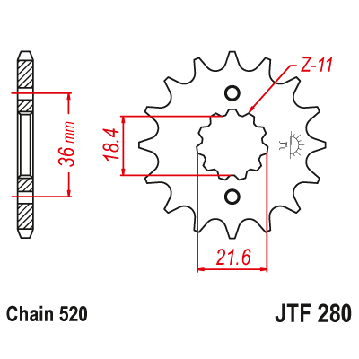 Γρανάζι κίνησης εμπρός JTF280.13