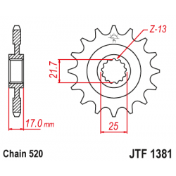 Γρανάζι κίνησης εμπρός JTF1381.15RB με αντικραδασμικό λάστιχο
