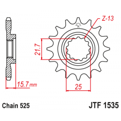Γρανάζι κίνησης εμπρός JTF1535.15RB με αντικραδασμικό λάστιχο