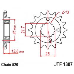 Γρανάζι κίνησης εμπρός JTF1307.15RB με αντικραδασμικό λάστιχο