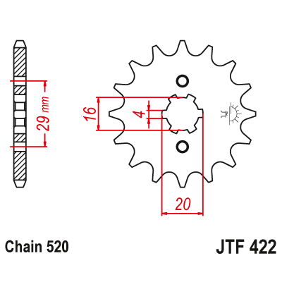 Γρανάζι κίνησης εμπρός JTF422.12