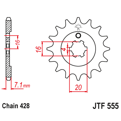 Γρανάζι κίνησης εμπρός JTF555.13