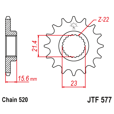 Γρανάζι κίνησης εμπρός JTF577.14