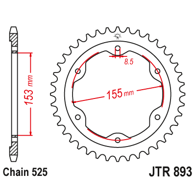 Γρανάζι πίσω κίνησης JT Sprockets JTR893.38 ZBK