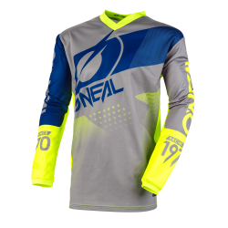 Μπλούζα motocross O'NEAL ELEMENT FACTOR GRAY/BLUE/NEON YELLOW