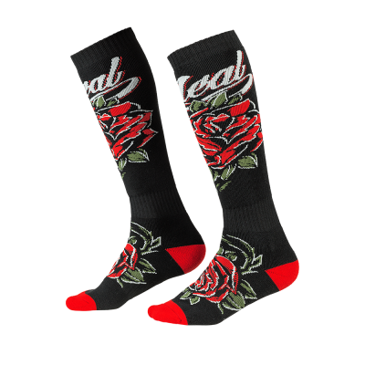 Ισοθερμικές κάλτσες μηχανής O'NEAL PRO MX ROSES ΜΑΥΡΟ/ΚΟΚΚΙΝΟ