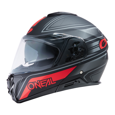Κράνος μηχανής M-SRS STRING V.22 BLACK/RED FLIP-UP