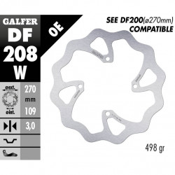 Δισκόπλακα μοτοσυκλέτας εμπρός Galfer WAVE FIXED OVERSIZE 270x3mm DF208W