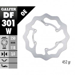 Δισκόπλακα μοτοσυκλέτας εμπρός Galfer WAVE FIXED 250x3mm DF301W