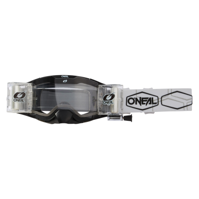 Μάσκα μηχανής motocross O`NEAL B-30 ROLL OFF HEXX V.22 BLACK/WHITE - CLEAR