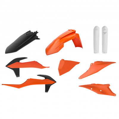 Κιτ πλαστικών Enduro POLISPORT για KTM EXC/ EXC-F/XC-W/ XCF-W-2020-21 ΠΟΡΤΟΚΑΛΙ/ΜΑΥΡΟ/ΑΣΠΡΟ