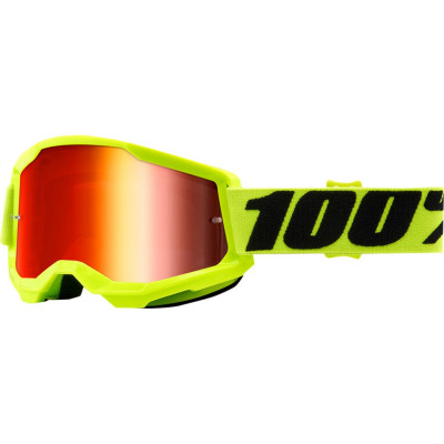 Μάσκα μηχανής motocross 100% STRATA2 YELLOW-MIRROR RED