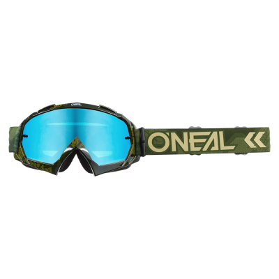 Μάσκα μηχανής motocross O`NEAL B-10 CAMO V.22 MILITARY GREEN - RADIUM BLUE