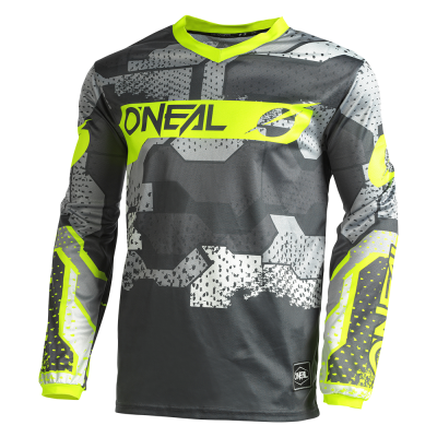 Μπλούζα motocross O`NEAL ELEMENT CAMO V.22 GRAY/NEON YELLOW