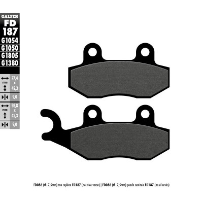 Τακάκια μοτοσυκλέτας Εμπρός / Πίσω Galfer SEMI METAL FD187G1054