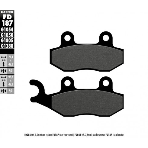 Τακάκια μοτοσυκλέτας Εμπρός / Πίσω Galfer SEMI METAL FD187G1054 Τακάκια μοτοσυκλέτας Εμπρός / Πίσω Galfer SEMI METAL FD187G1054