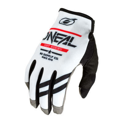 Γάντια μηχανής motocross O'NEAL MAYHEM SQUADRON V.22 WHITE/BLACK