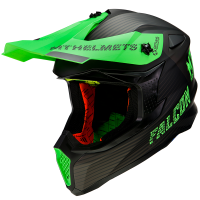 Κράνος μηχανής motocross MT FALCON SYSTEM- FLUO GREEN
