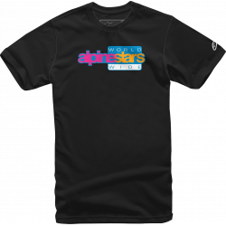 Ανδρική μπλούζα ALPINESTARS TEE WORLD WIDE ΜΑΥΡΟ