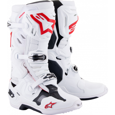 Μπότες μηχανής motocross ALPINESTARS Tech 10 Supervented ΑΣΠΡΟ/ΚΟΚΚΙΝΟ