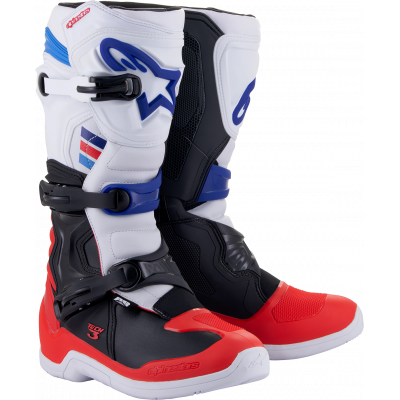Μπότες μηχανής motocross ALPINESTARS TECH 3 ΑΣΠΡΟ/ΚΟΚΚΙΝΟ/ΜΠΛΕ