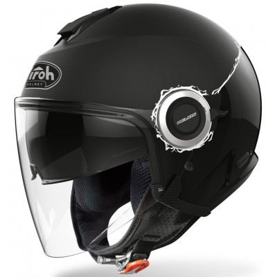 Κράνος μηχανής AIROH HELIOS BLACK GLOSS/MATT JET - OPEN FACE