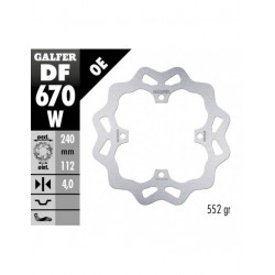 Πίσω δισκόπλακα μοτοσυκλέτας Galfer WAVE FIXED  DISC WAVE FIXED 240x4mm DF670W