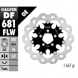 Δισκόπλακα μοτοσυκλέτας πίσω GALFER πλευστή 292x5mm DF681FLW