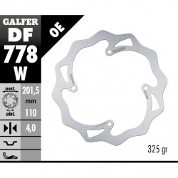 Πίσω δισκόπλακα μοτοσυκλέτας Galfer WAVE FIXED  DISC WAVE FIXED 201,5x4mm DF778W