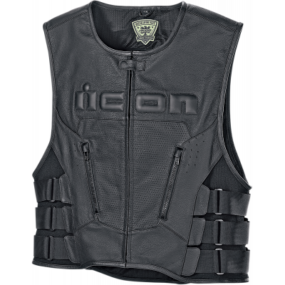 Δερμάτινο γιλέκο μηχανής ICON VEST RED D3O