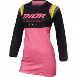 Γυναικεία μπλούζα ποδηλάτου THOR WOMEN'S PULSE REV CHARCOAL/FLO PINK