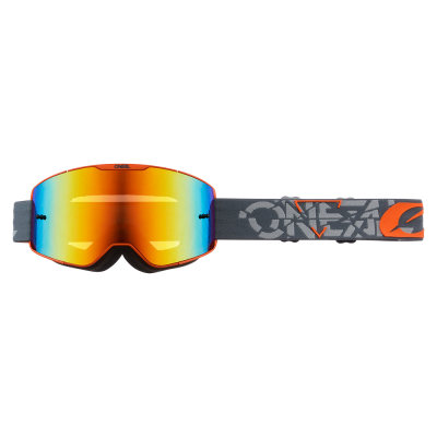 Μάσκα μηχανής motocross B-20 STRAIN V.22 ΓΚΡΙ/ΠΟΡΤΟΚΑΛΙ-ΚΟΚΚΙΝΟ