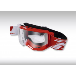Μάσκα μηχανής motocross PROGRIP 3300 ΑΣΠΡΟ/ΚΟΚΚΙΝΟ CLEAR