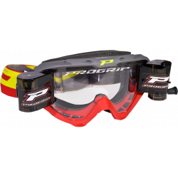 Μάσκα μηχανής motocross PROGRIP RIOT ROLL OFF ΓΚΡΙ/ΚΟΚΚΙΝΟ