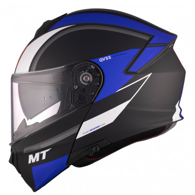 Κράνος μηχανής MT GENESIS CAVE A7 MATT BLACK/WHITE/BLUE FLIP-UP