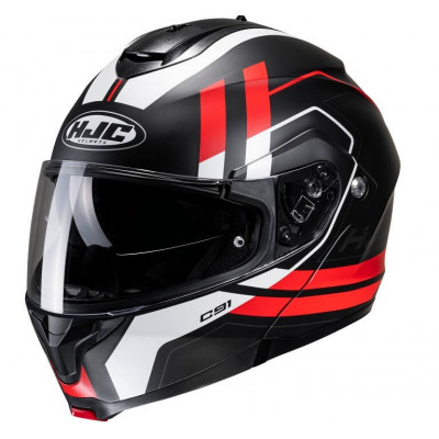 Κράνος μηχανής HJC C91 OCTO BLACK/RED MATT - FLIP UP