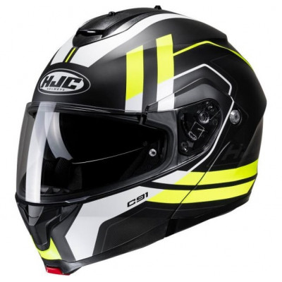 Κράνος μηχανής HJC C91 OCTO BLACK/NEON YELLOW MATT - FLIP UP