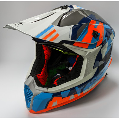 Κράνος μηχανής motocross MT FALCON ARYA A7 GLOSS BLUE/ORANGE