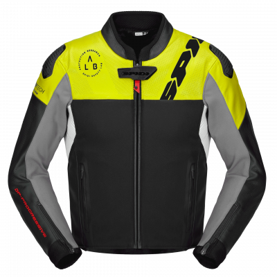 Δερμάτινο μπουφάν μηχανής SPIDI DP PROGRESSIVE HYBRID PERFORATED Black/Fluo