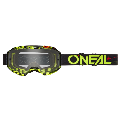 Μάσκα μοτοσυκλέτας για motocross O'NEAL B-10 ATTACK BLACK/NEON YELLOW - CLEAR V.24
