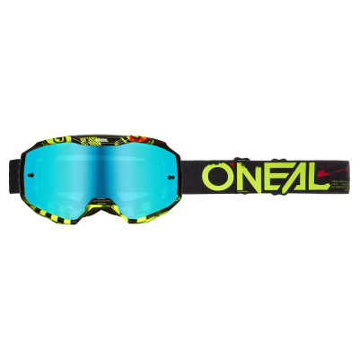 Μάσκα μοτοσυκλέτας για motocross O'NEAL B-10 ATTACK BLACK/NEON YELLOW - RADIUM BLUE V.24