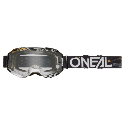 Μάσκα μοτοσυκλέτας για motocross O'NEAL B-10 ATTACK BLACK/WHITE - CLEAR V.24