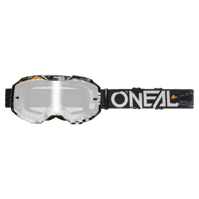 Μάσκα μοτοσυκλέτας για motocross O'NEAL B-10 ATTACK BLACK/WHITE - SILVER MIRROR V.24