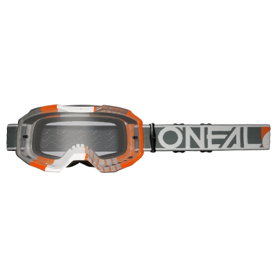 Μάσκα μοτοσυκλέτας για motocross O'NEAL B-10 DUPLEX WHITE/GRAY/ORANGE - CLEAR V.24