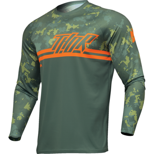 Μπλούζα motocross THOR SECTOR DIGI GREEN/ORANGE