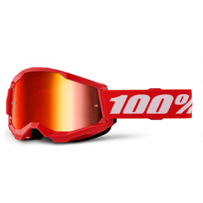 Μάσκα μηχανής motocross 100% STRATA2 RED - MIRROR RED 24