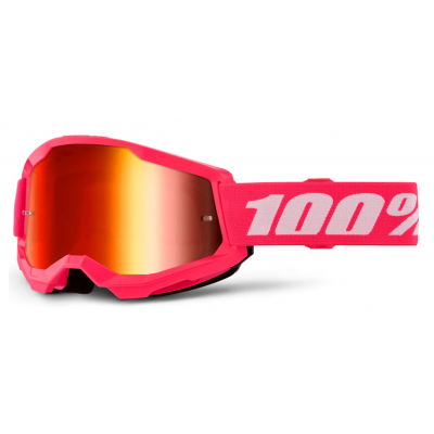 Μάσκα μηχανής motocross 100% STRATA2 PINK- MIRROR RED