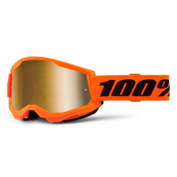 Μάσκα μηχανής motocross 100% STRATA2 NEON ORANGE - MIRROR TRUE GOLD 24